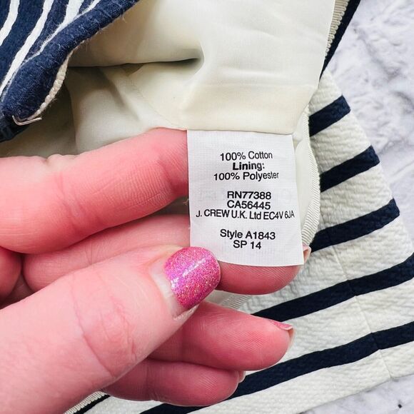J CREW No. 2 Pencil Skirt in Colorblock Stripe Navy Size 10 Back Zipper Lined - Picture 6 of 10